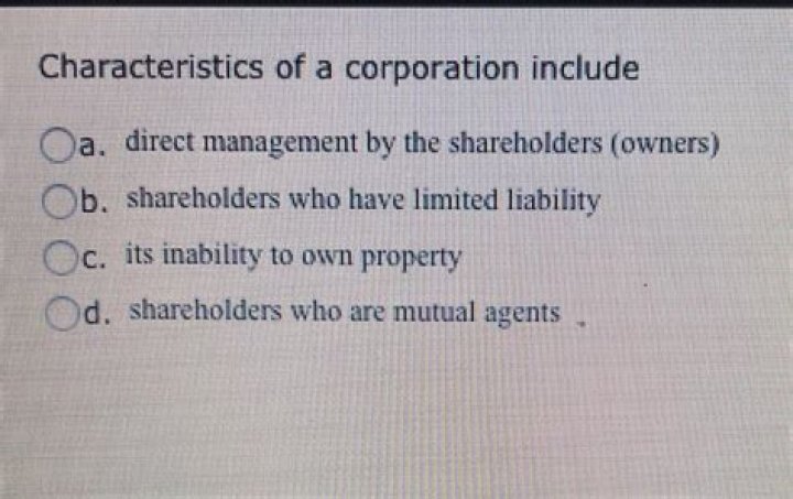 Characteristics of a corporation include