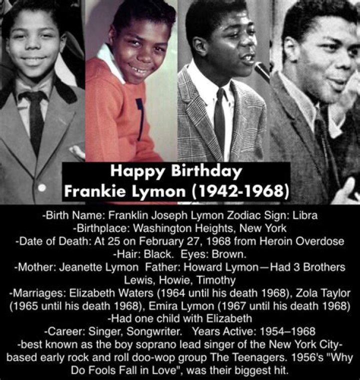 Frankie Lymon (Rock Singer) - Age, Birthday, Bio, Facts, Family, Net Worth, Height & More