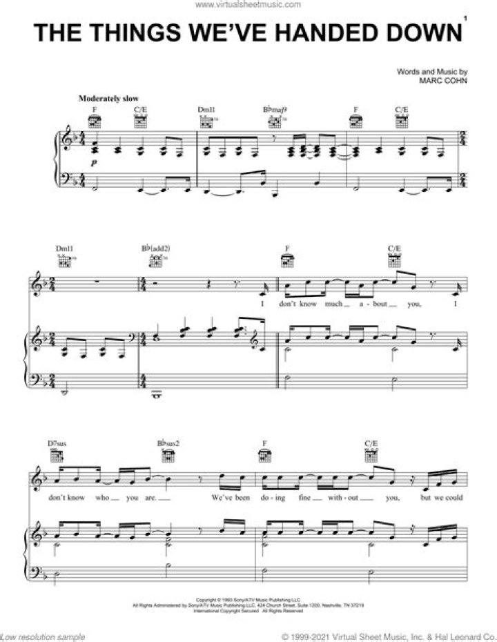 Marc Cohn’s
The Things We’ve Handed Down Lyrics