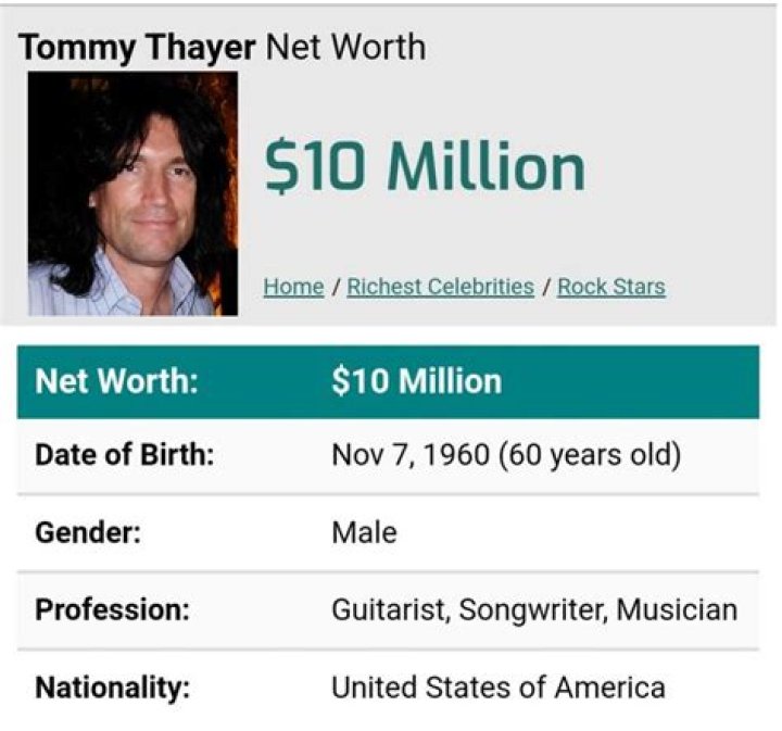 Tommy Thayer’s net worth, biography, fact, career, awards and life story